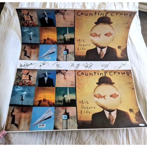 Counting Crows Band SIGNED 1990's Uncut LP Sleeve THIS DESERT LIFE 28" ⭐ COA LOA - Picture 10 of 13